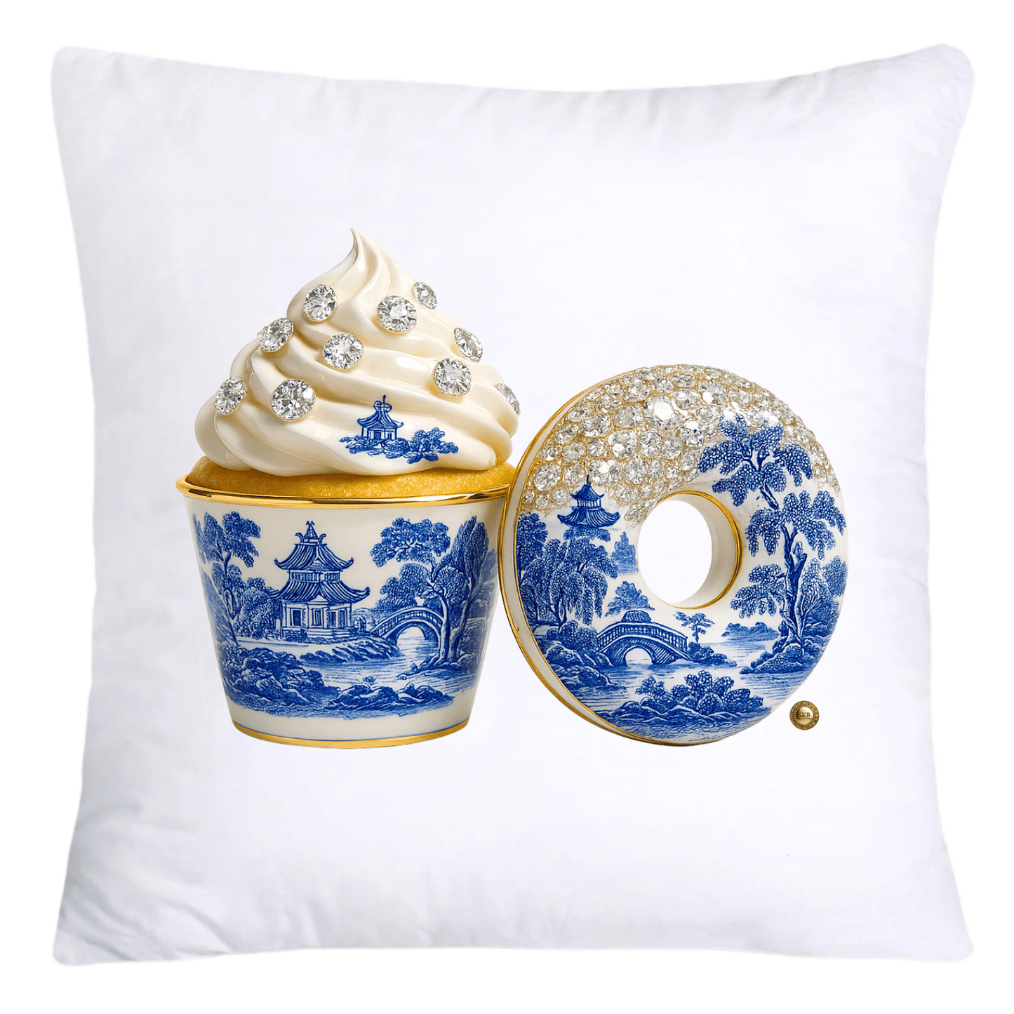 Blue Willow 18x18 Chinoiserie Cupcake Throw Pillow Covers-4998
