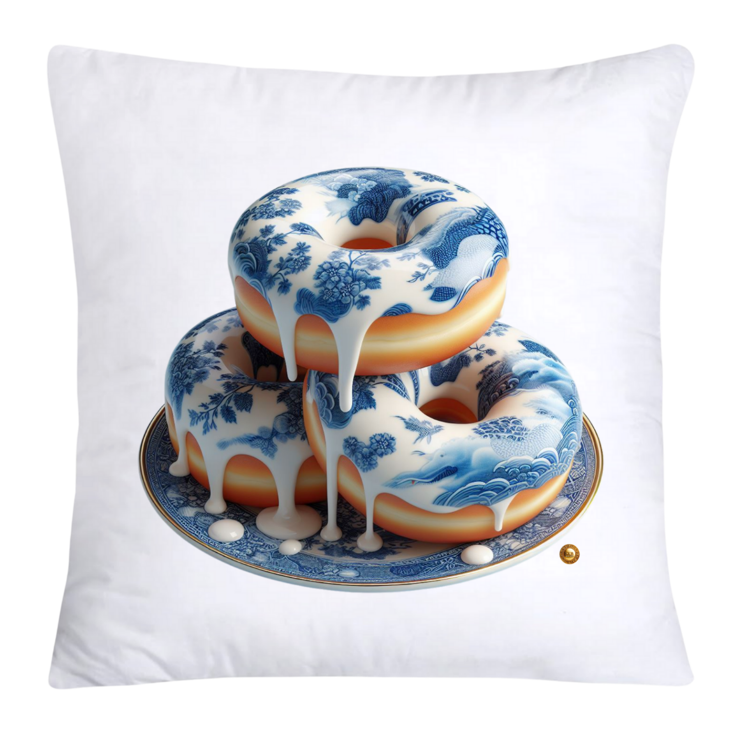 Blue Willow Whimsical Donut Throw Pillow Covers 18X18-4449