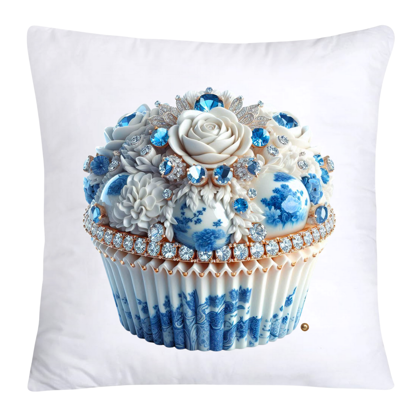 Blue Willow Chinoiserie Cupcake Throw Pillow Covers 18X18-3558