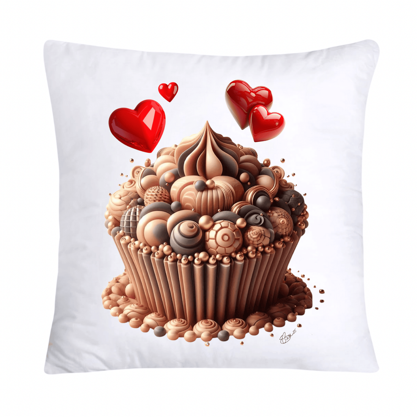 Hearts and Chocolate Cupcake Valentines Pillow Covers 18X18-2915