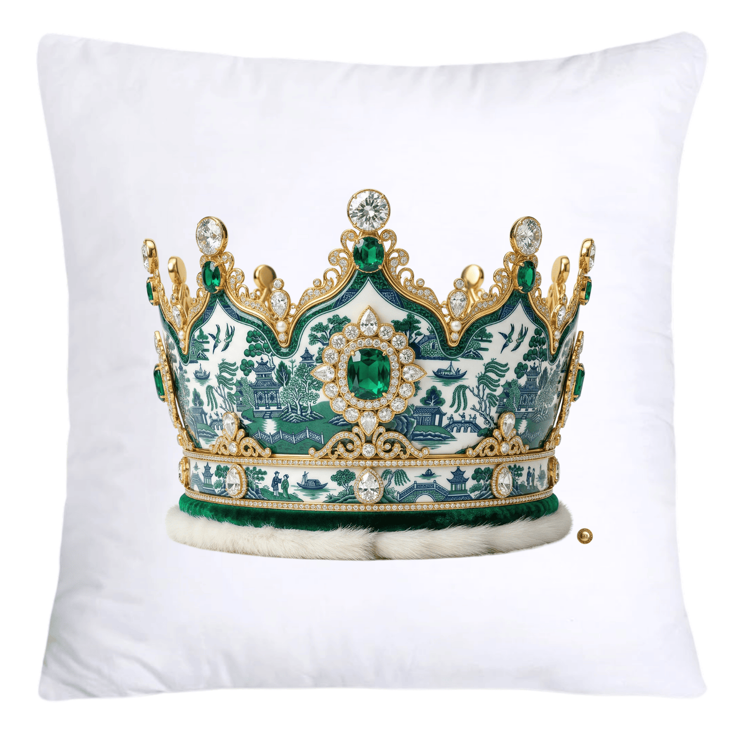 Green Willow Royal King/Queen Crown Pillow Covers-4413