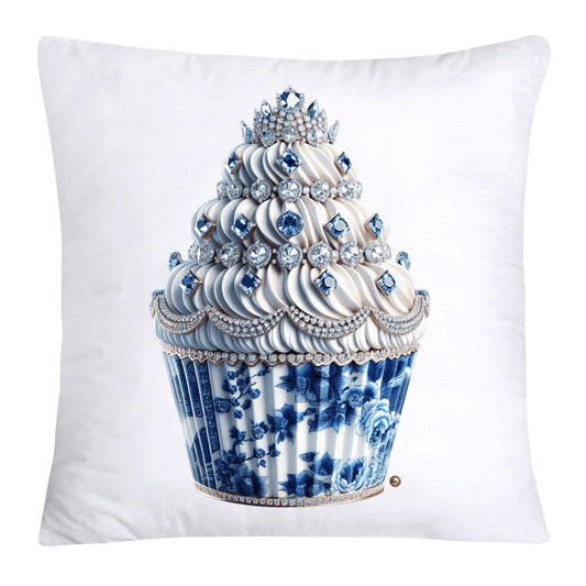 Blue Willow Chinoiserie Cupcake Throw Pillow Covers 18X18-3529