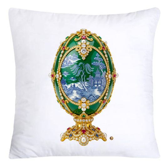 Blue and Green Willow Egg Pillow Covers 18x18-4482