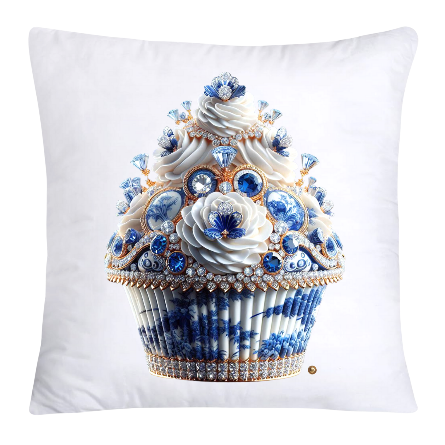 Blue Willow Chinoiserie Cupcake Throw Pillow Covers 18X18-3550