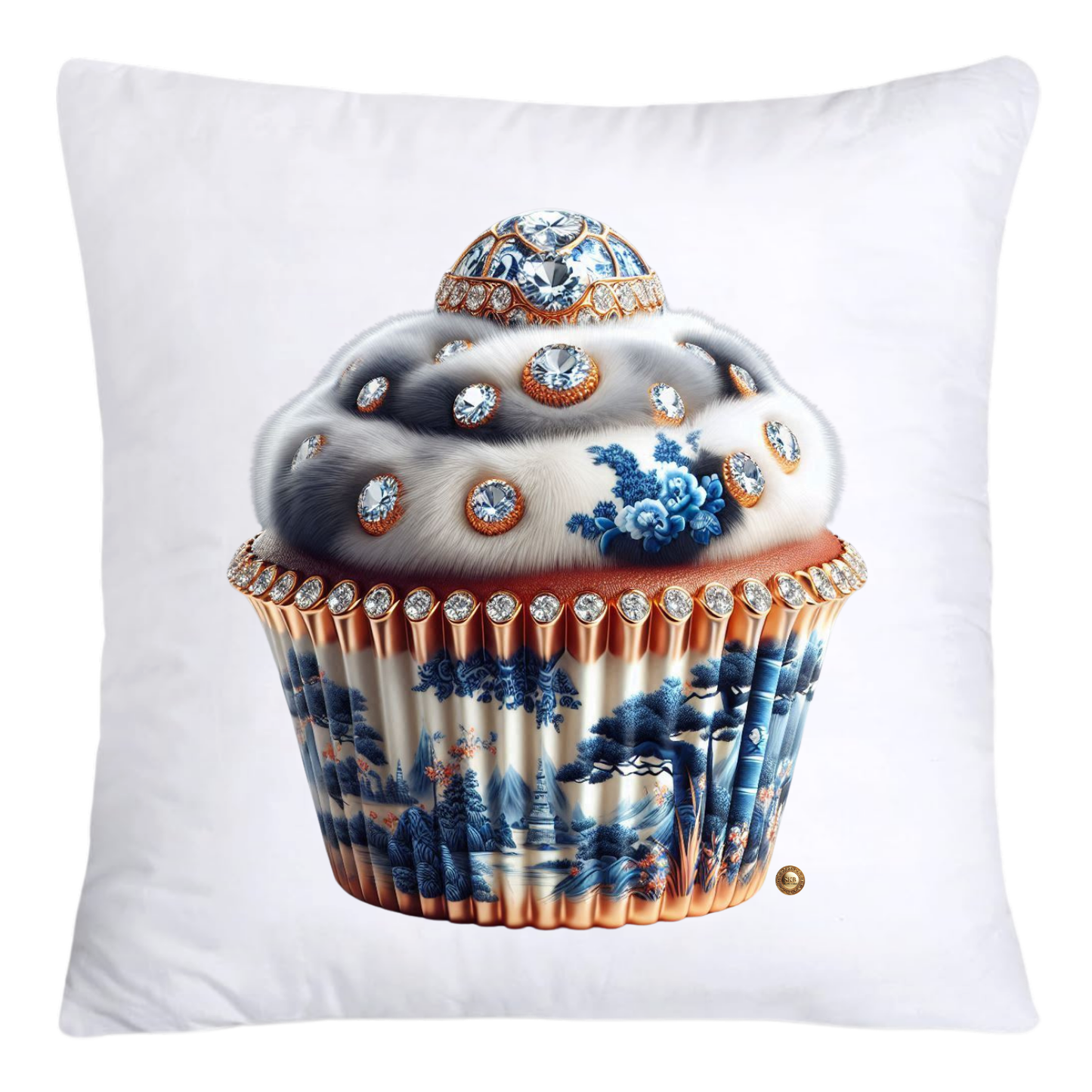 Blue Willow Chinoiserie Cupcake Throw Pillow Covers 18X18-4662