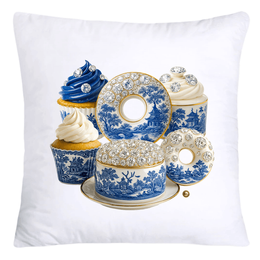 Sparkling Blue Willow Sweet Desserts Pillow Covers 18x18-5355