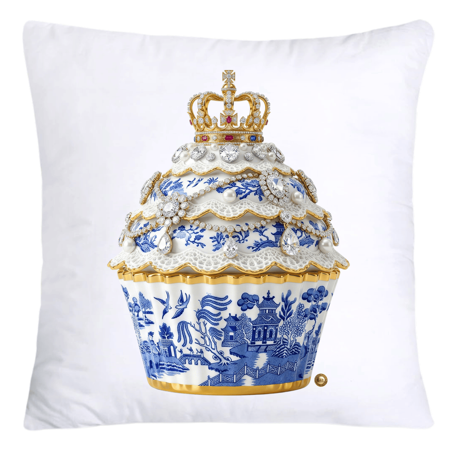 Blue Willow 18x18 Chinoiserie Cupcake Throw Pillow Covers-4532