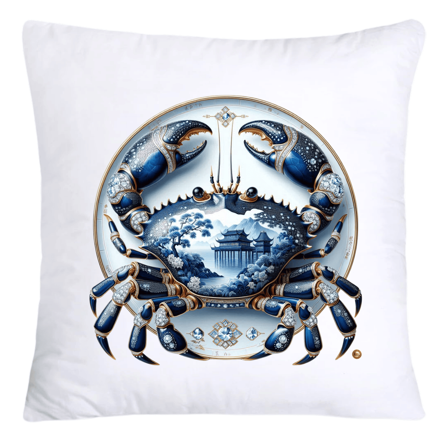 Blue Willow Stunning Crab Pillow Covers-5589