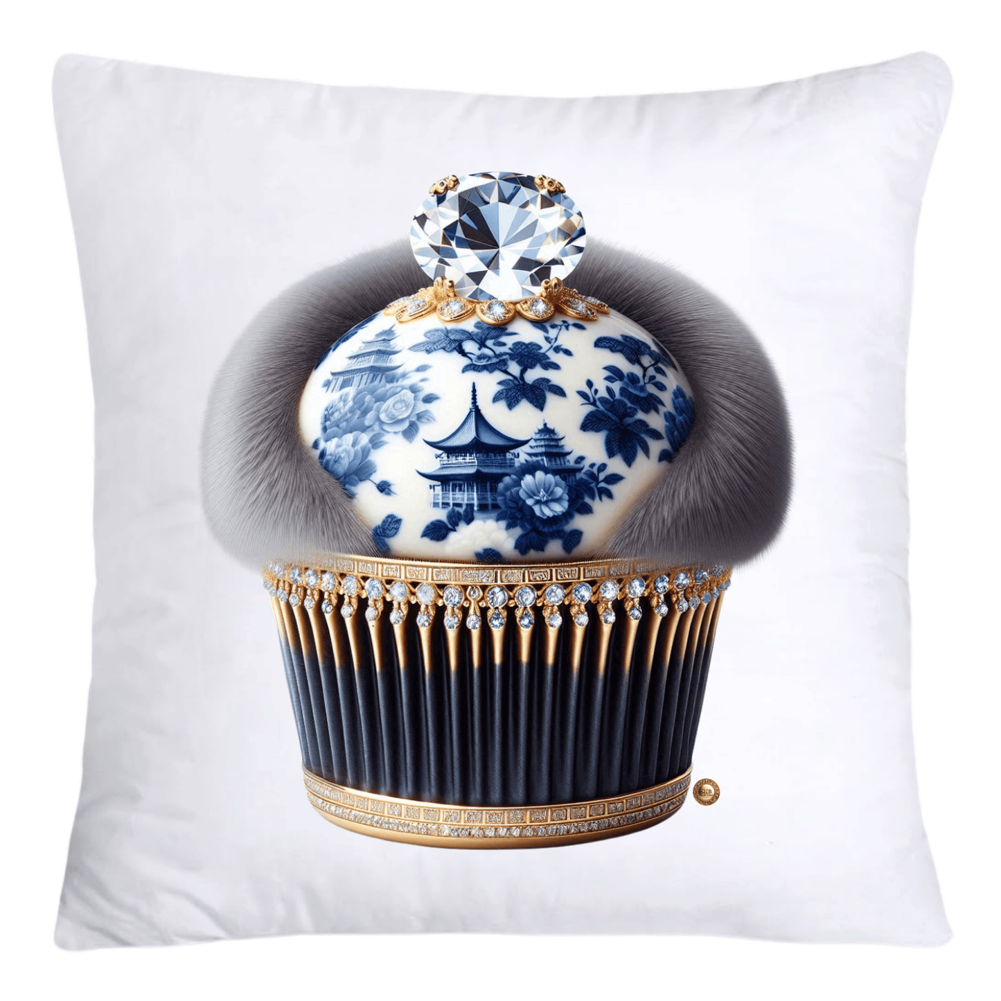 Blue Willow Chinoiserie Cupcake Throw Pillow Covers 18X18-4675