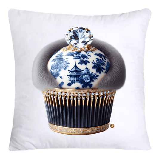 Blue Willow Chinoiserie Cupcake Throw Pillow Covers 18X18-4675