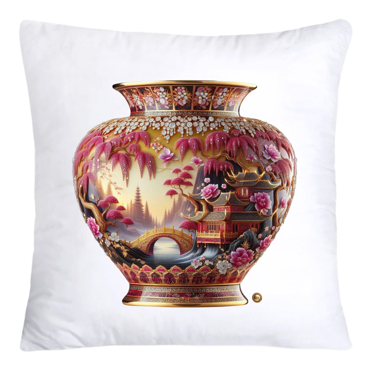 Pink Willow Chinoiserie Vase Pillow Covers 18x18-4277