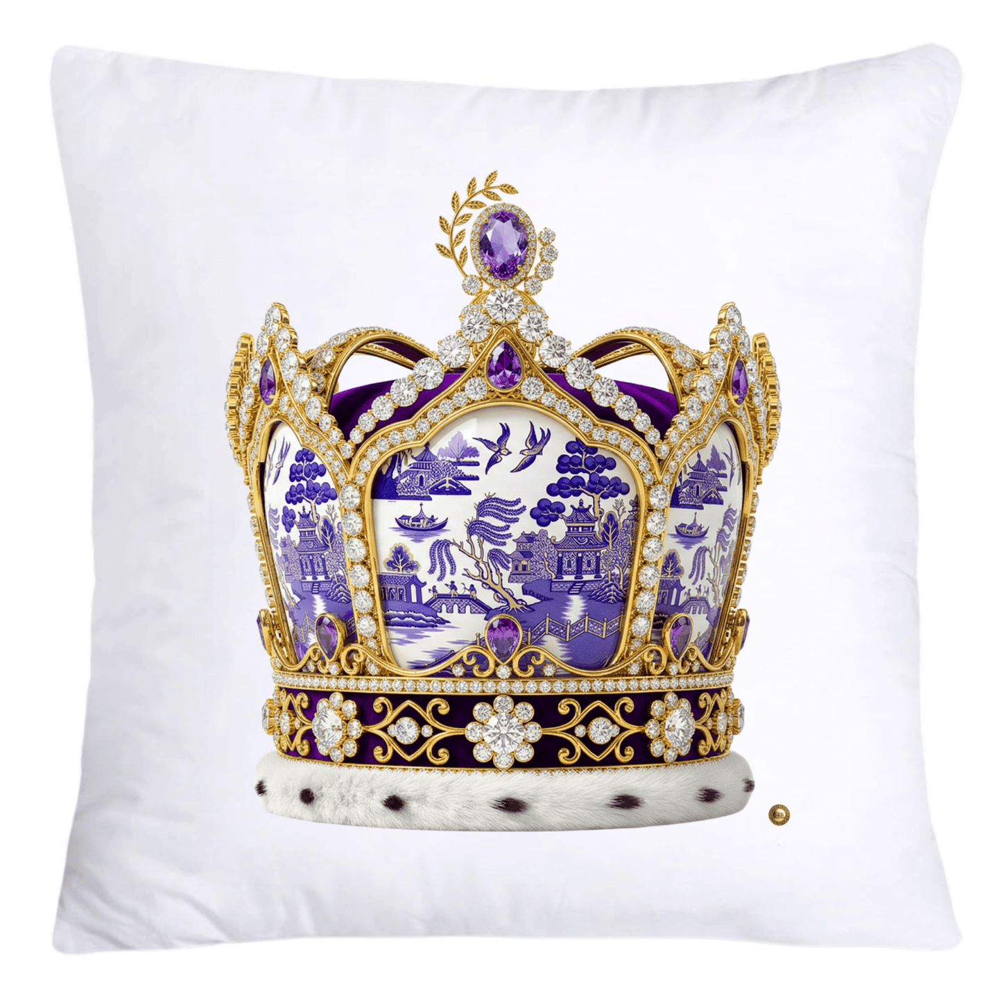 Purple Willow Royal King/Queen Crown Pillow Covers-4408