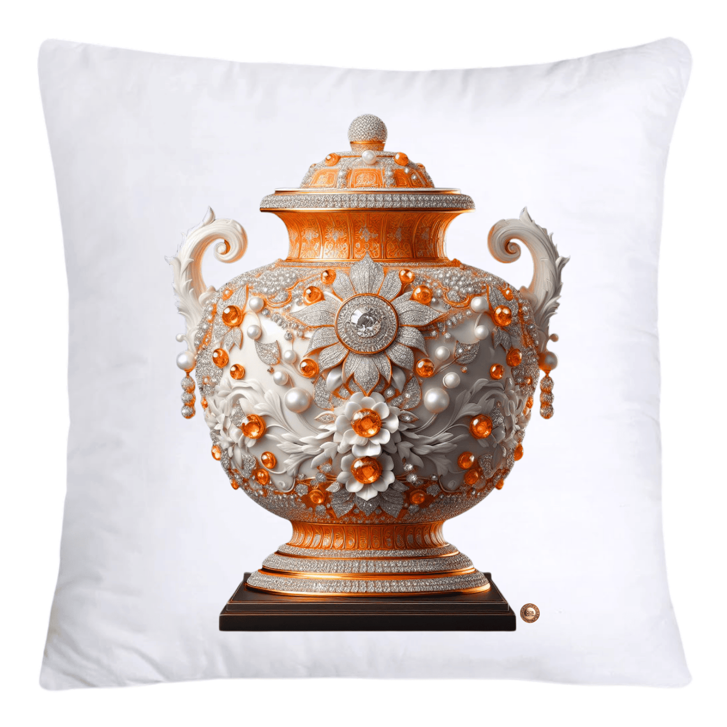 Orange and White Willow Vase Pillow Covers-5333