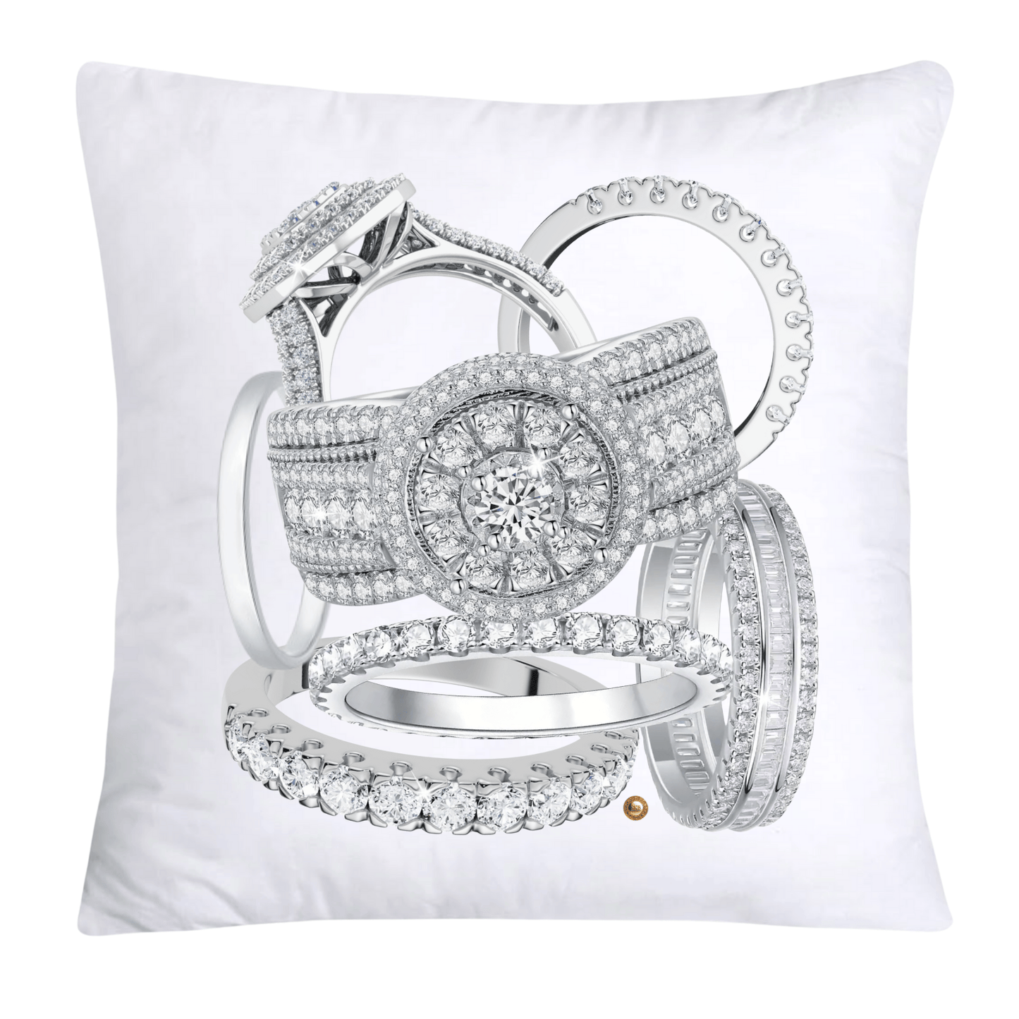 Sparkling Diamond Silver Engagement Wedding Rings Throw Pillow Covers-4265