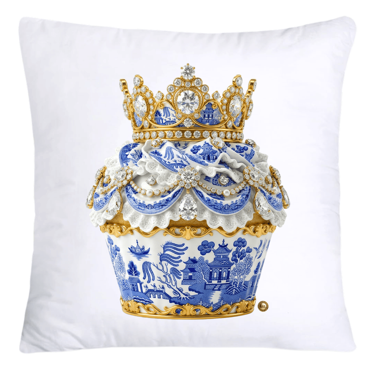 Blue Willow 18x18 Chinoiserie Cupcake Throw Pillow Covers-4546