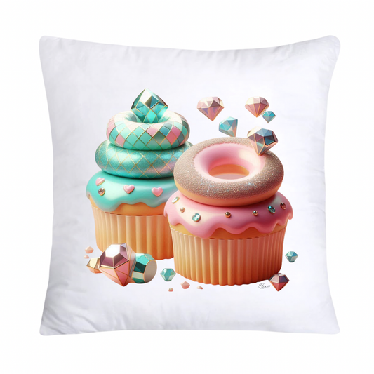 18x18 Pastel Cupcakes Donuts and Candy Pillow Covers-646