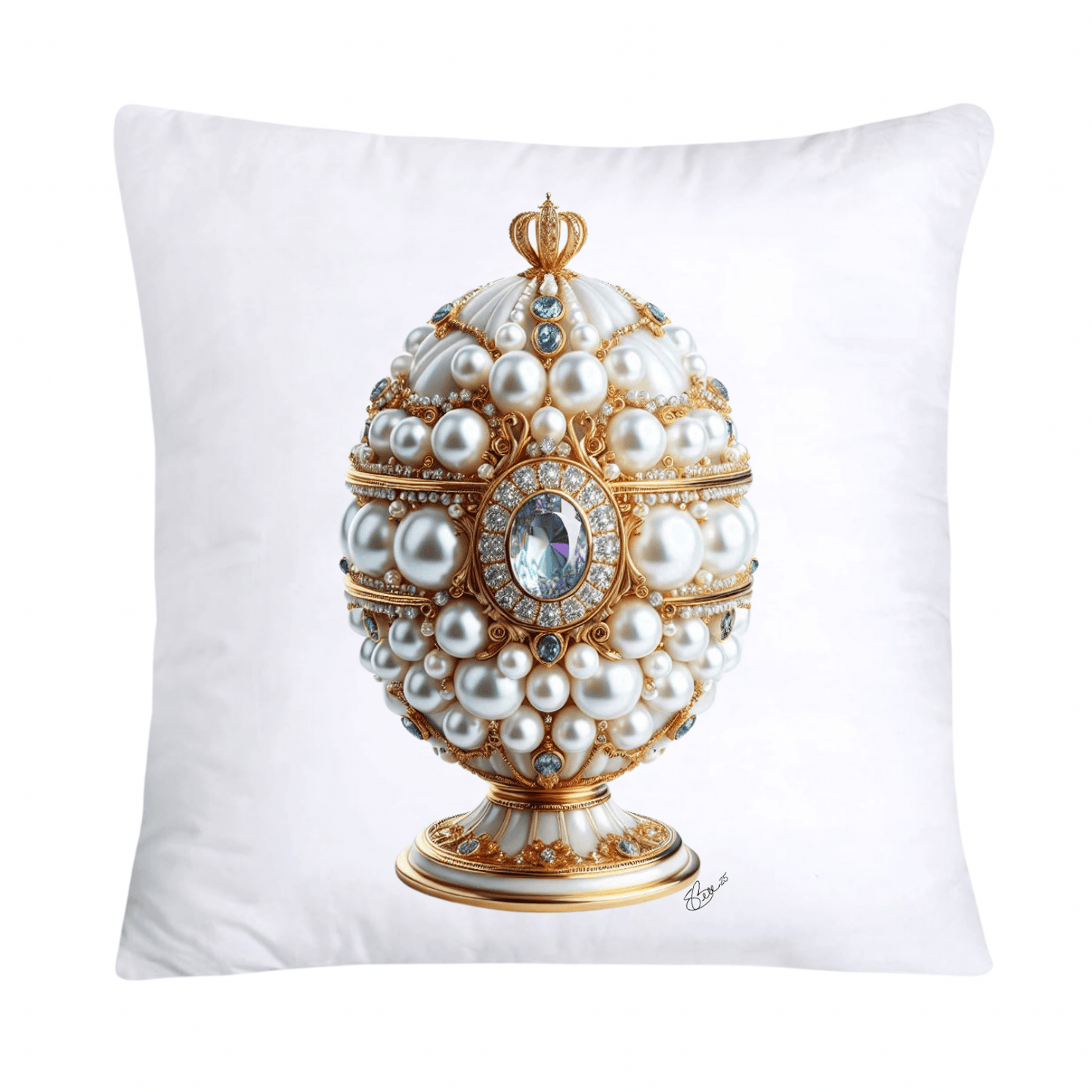 Stunning Gold and Pearls Inspired Faberge Egg Pillow Covers-4789