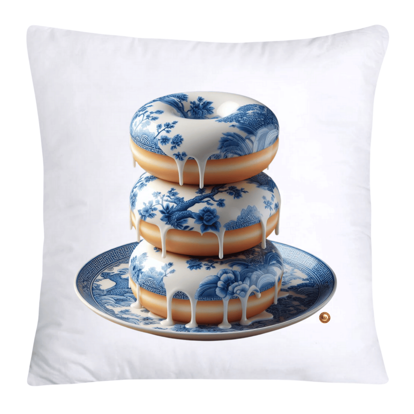 Blue Willow Whimsical Donut Throw Pillow Covers 18X18-4432