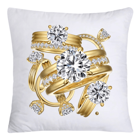 Sparkling Diamond Gold Engagement Wedding Rings Throw Pillow Covers-4266