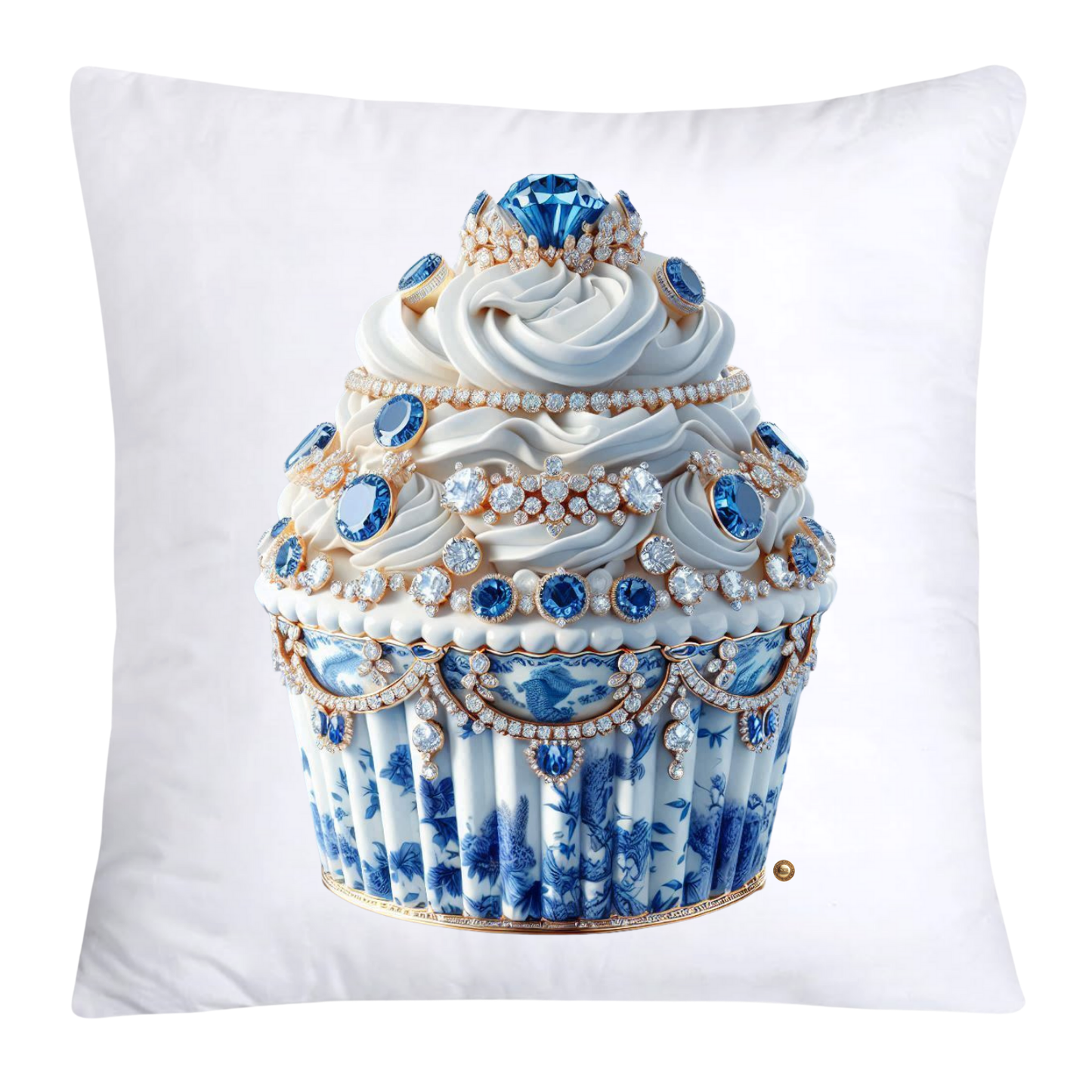 Blue Willow Chinoiserie Cupcake Throw Pillow Covers 18X18-3543