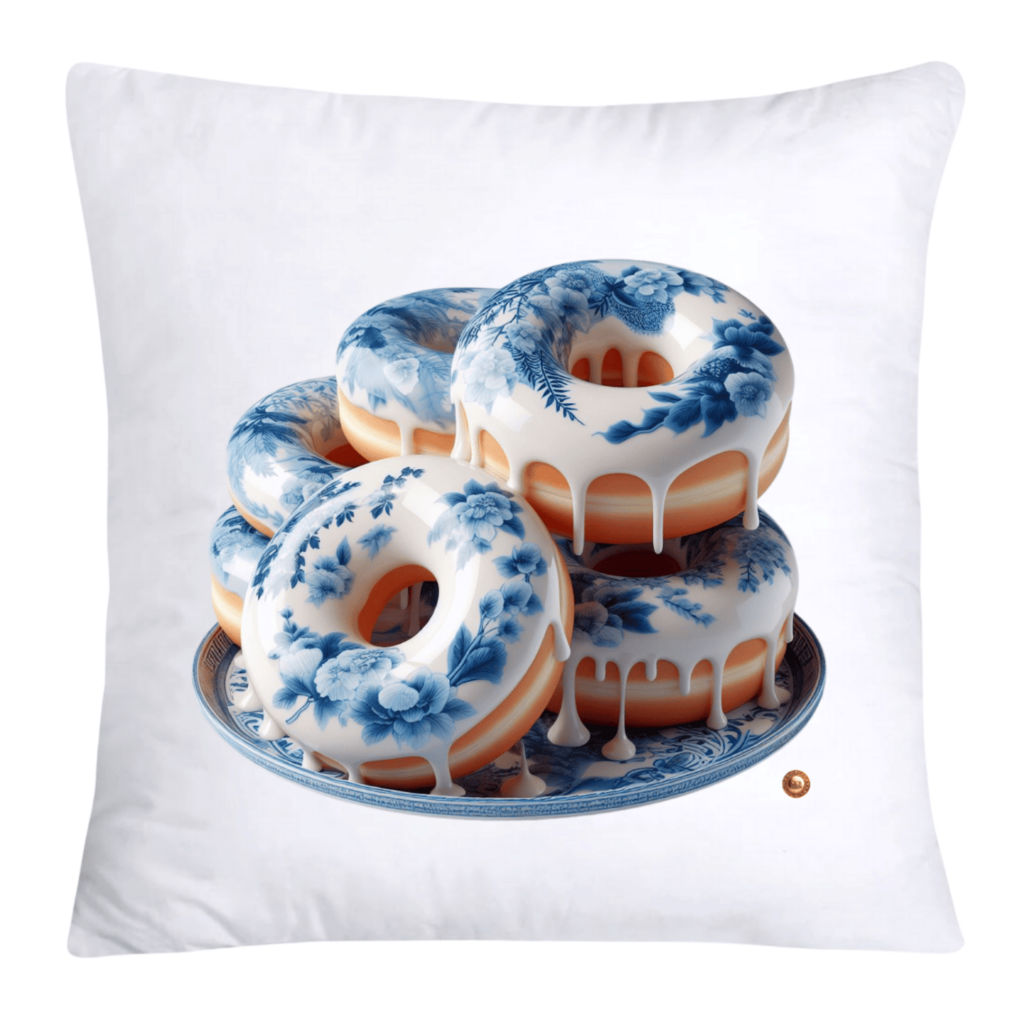 Blue Willow Whimsical Donut Throw Pillow Covers 18X18-4438