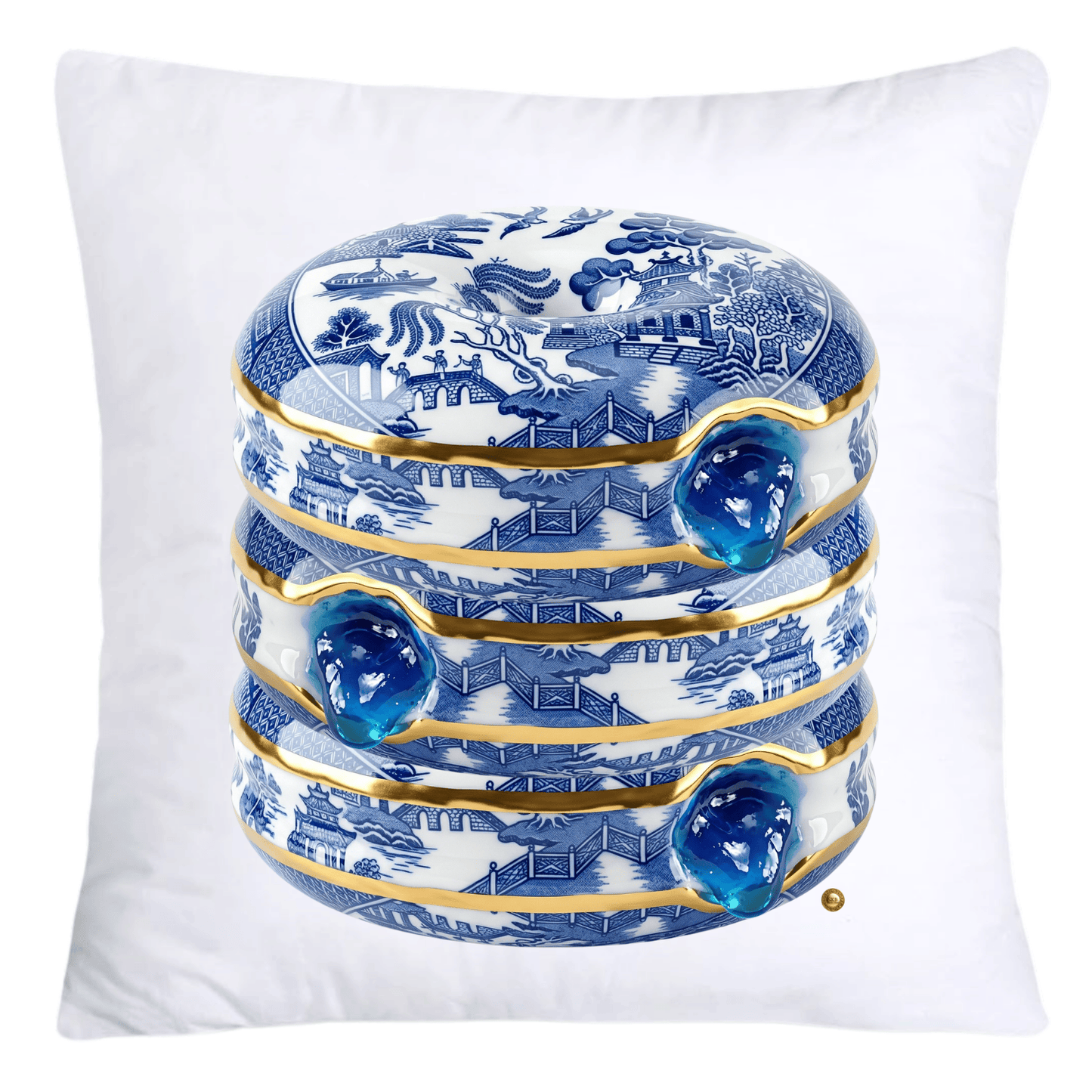 Blue Willow Whimsical Donut Throw Pillow Covers 18X18-4443