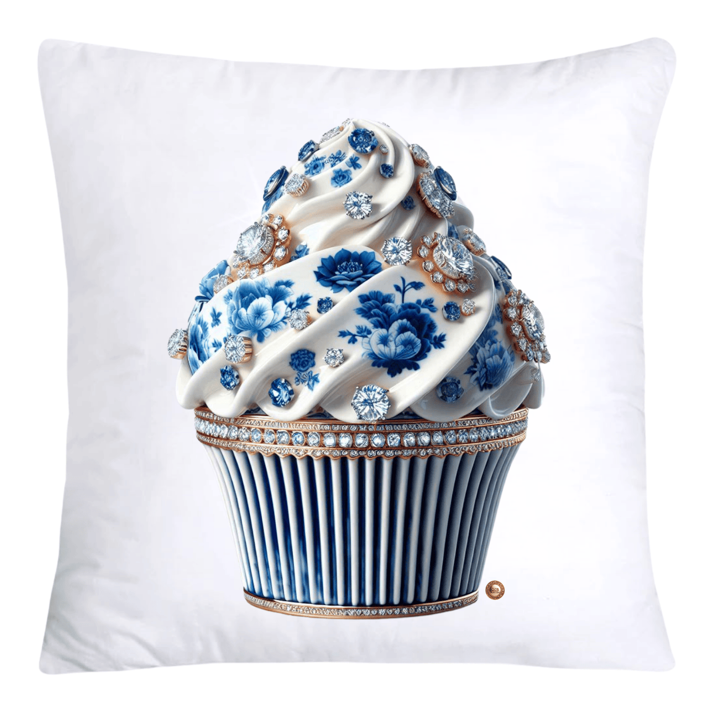 18X18 Blue Willow Chinoiserie Whimsical Cupcake Throw Pillow Covers-777