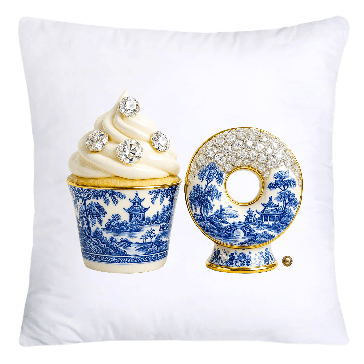 Blue Willow 18x18 Chinoiserie Cupcake Throw Pillow Covers-4991