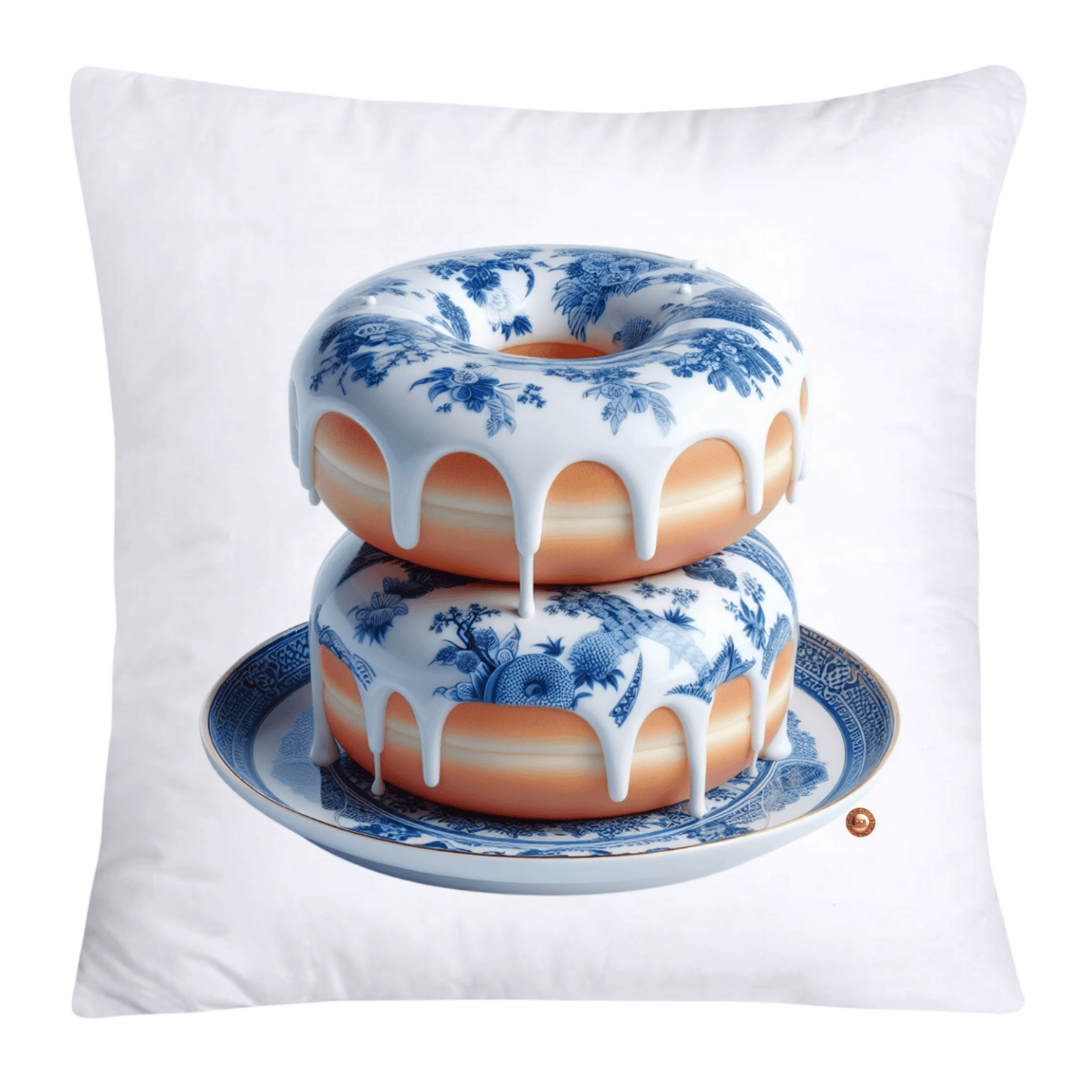 Blue Willow Whimsical Donut Throw Pillow Covers 18X18-4422