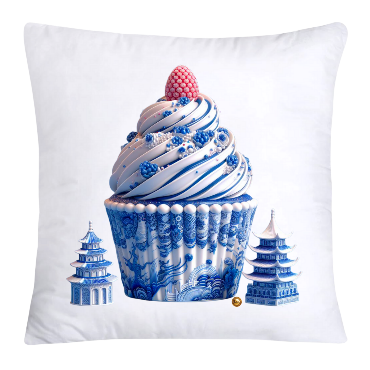 Blue Willow 18x18 Chinoiserie Cupcake Throw Pillow Covers-4955