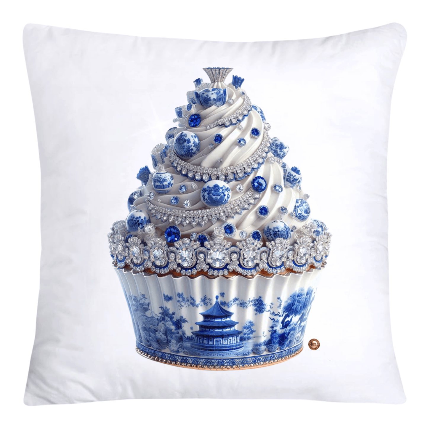 Blue Willow Chinoiserie 18x18 Cupcake Throw Pillow Covers-4122