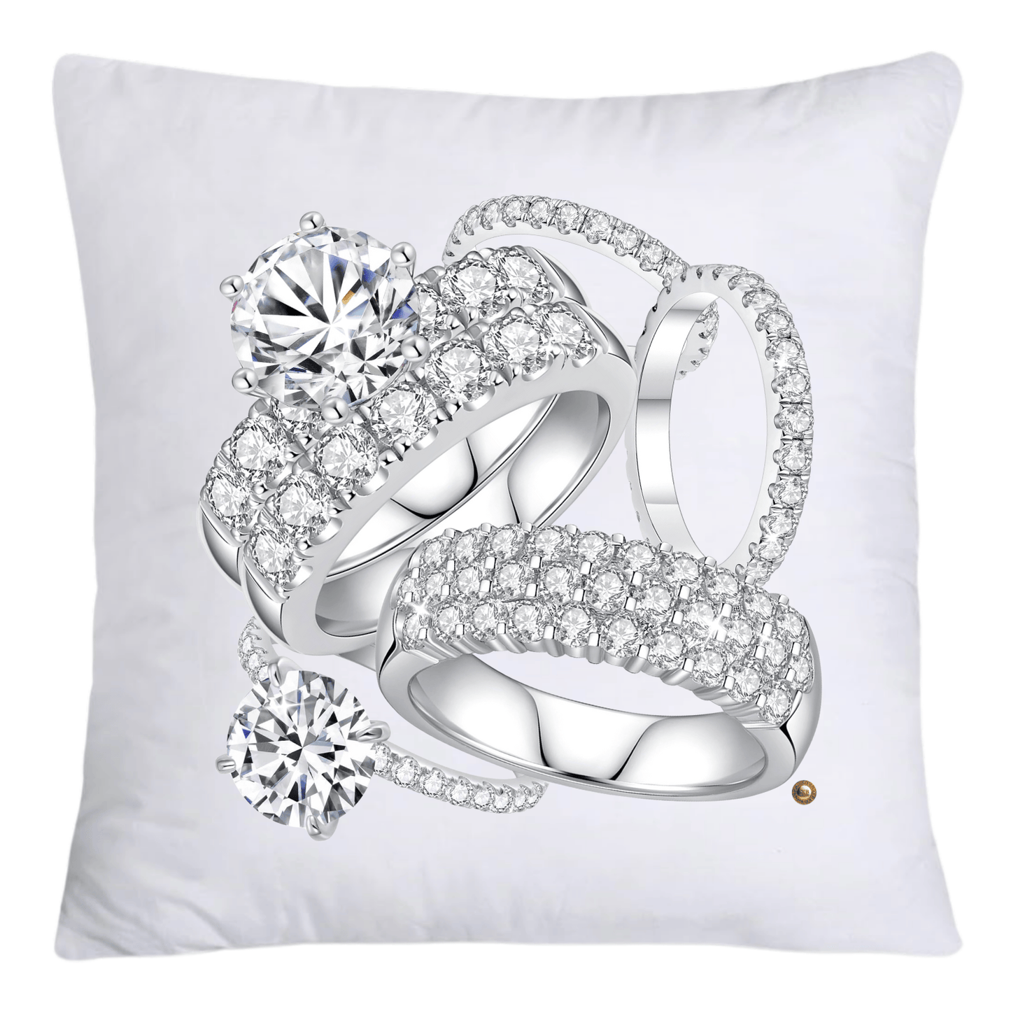 Sparkling Diamond Silver Engagement Wedding Rings Throw Pillow Covers-4264