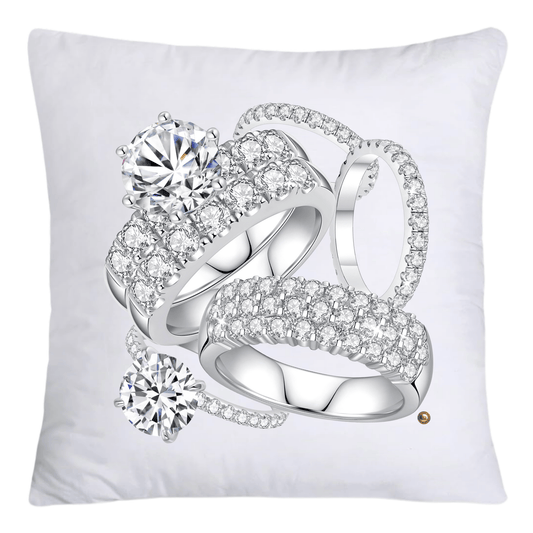 Sparkling Diamond Silver Engagement Wedding Rings Throw Pillow Covers-4264