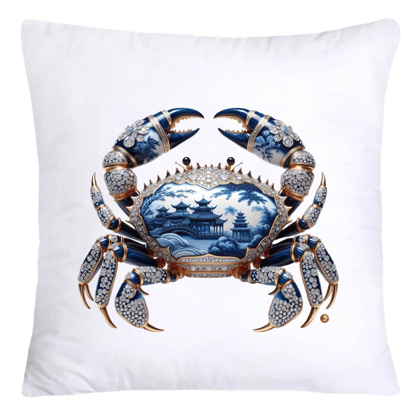 Blue Willow Stunning Crab Pillow Covers-5583