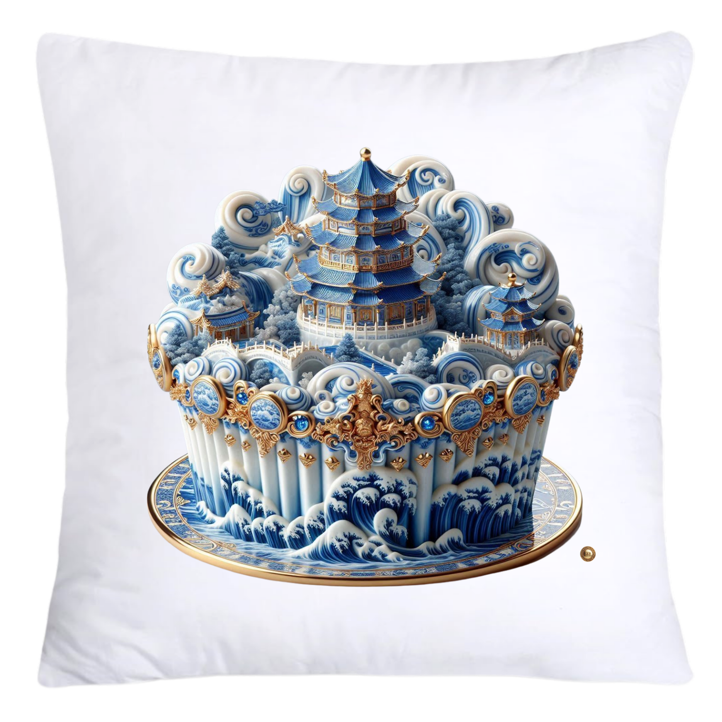 Blue Willow 18x18 Chinoiserie Cupcake Throw Pillow Covers-4954