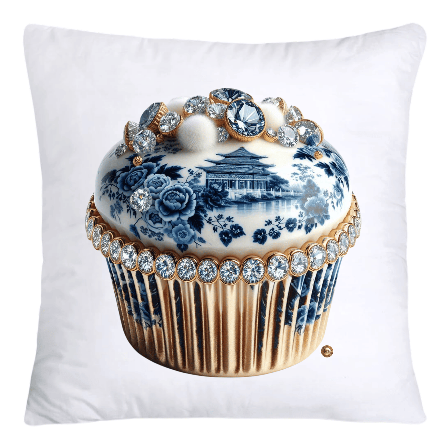 Blue Willow Chinoiserie Cupcake Throw Pillow Covers 18X18-4688