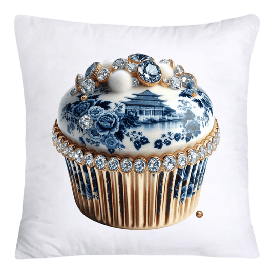 Blue Willow Chinoiserie Cupcake Throw Pillow Covers 18X18-4688