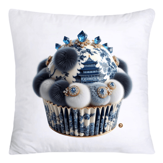Blue Willow Chinoiserie Cupcake Throw Pillow Covers 18X18-4691