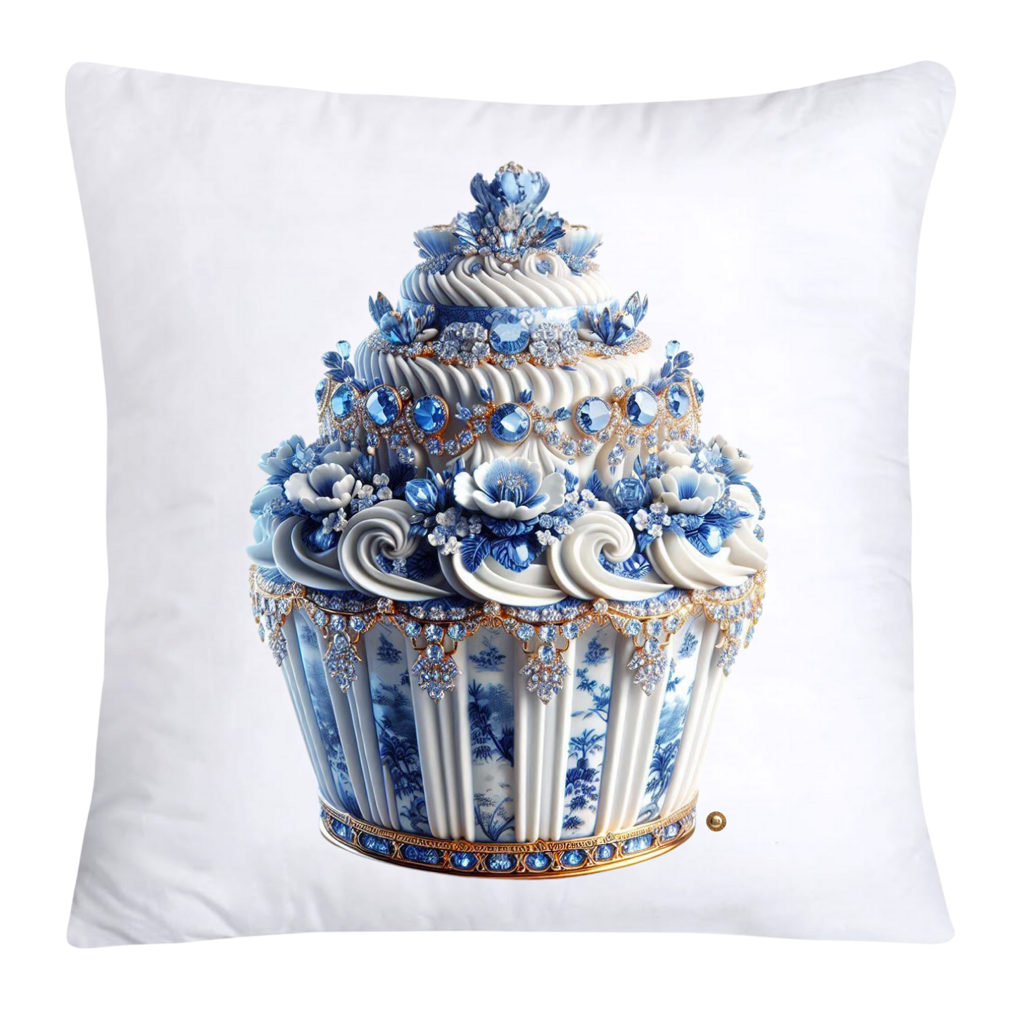 Blue Willow Chinoiserie Cupcake Throw Pillow Covers 18X18-3541