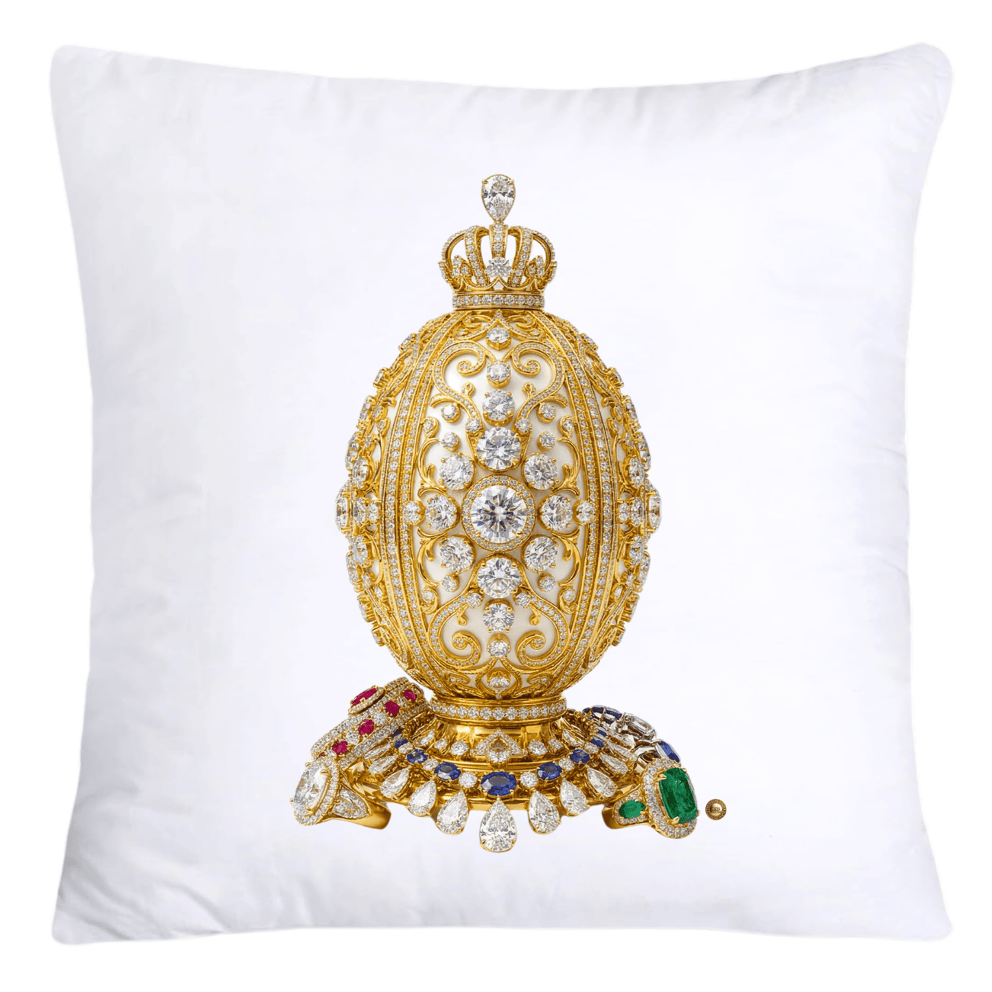 Stunning Gold and Diamonds Faberge Egg Pillow Covers-4405