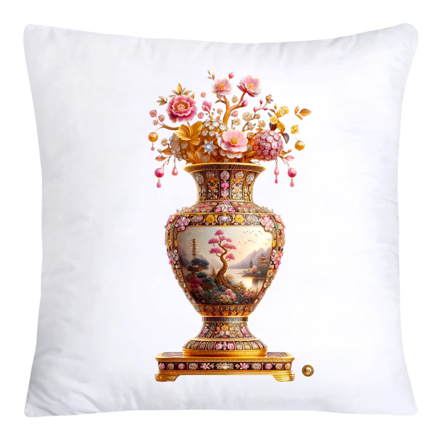 Pink Willow Chinoiserie Vase Pillow Covers 18x18-4292