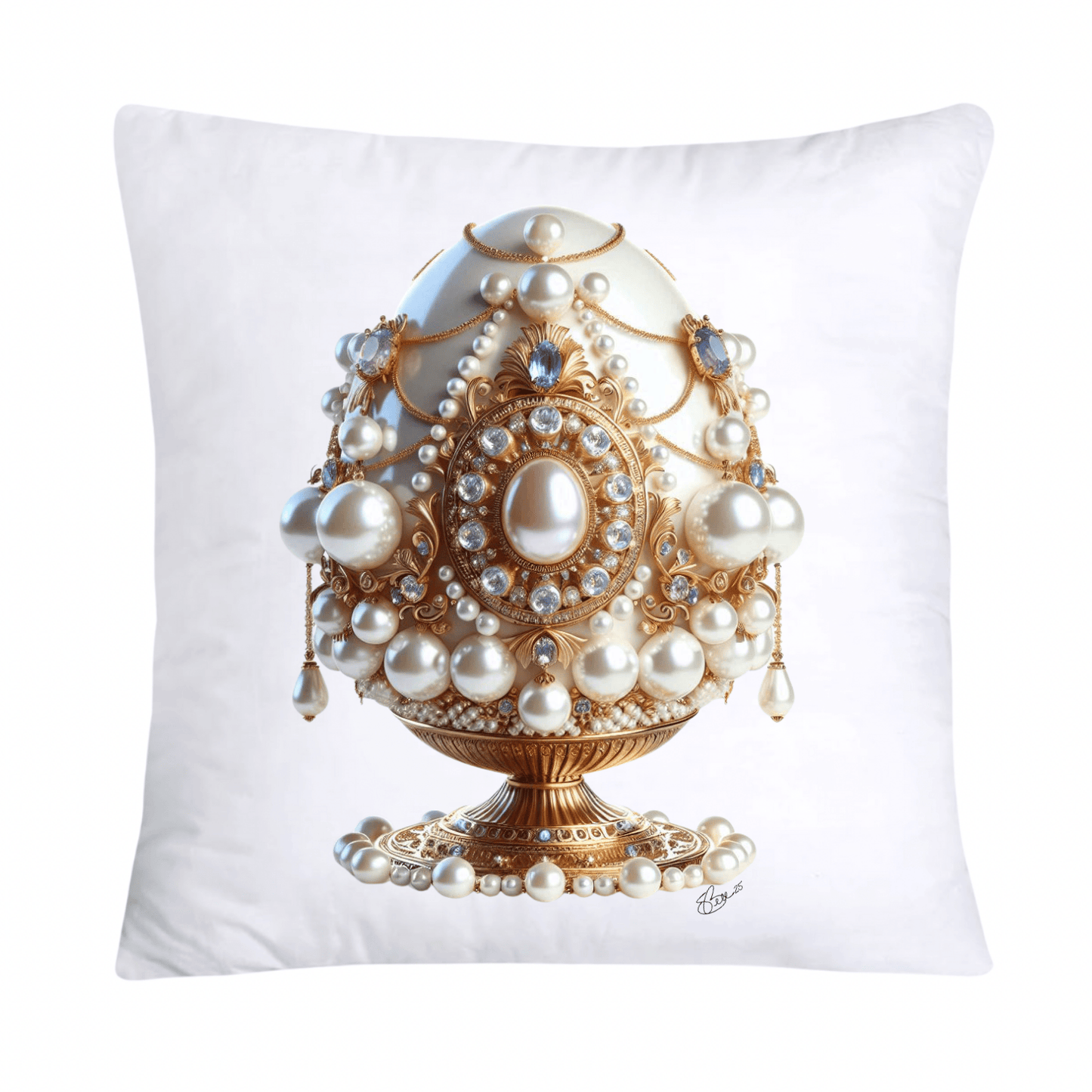 Stunning Gold and Pearls Inspired Faberge Egg Pillow Covers-4791