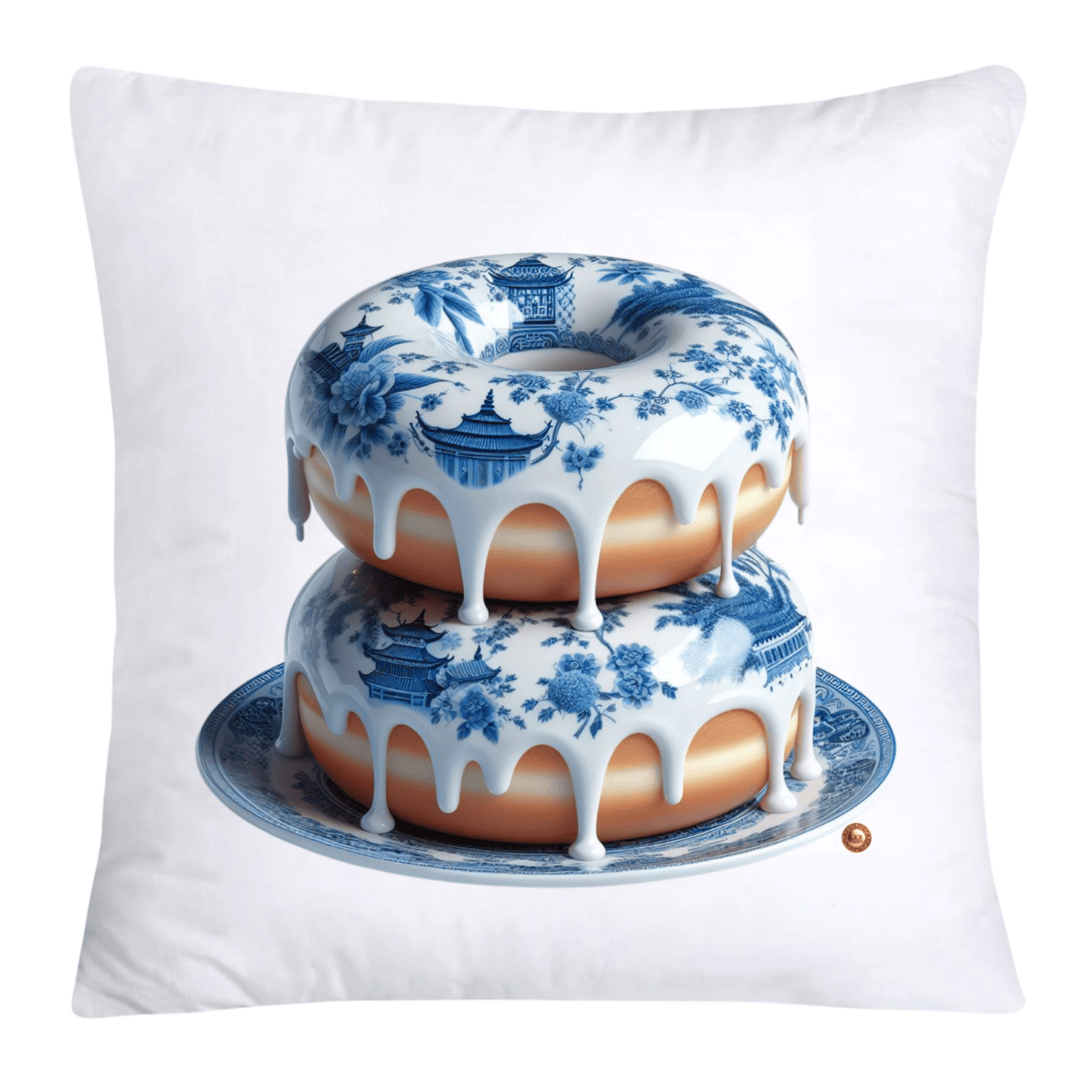 Blue Willow Whimsical Donut Throw Pillow Covers 18X18-4439