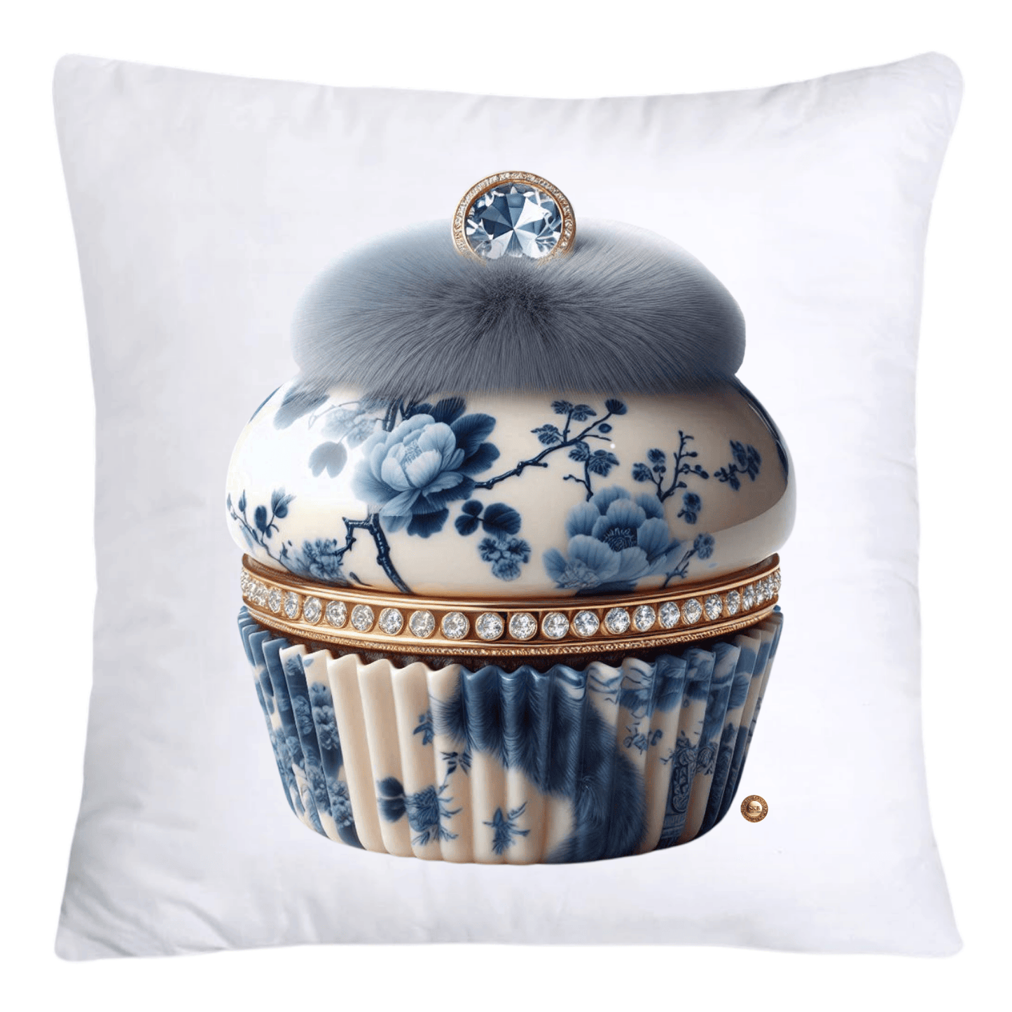 Blue Willow Chinoiserie Cupcake Throw Pillow Covers 18X18-4673