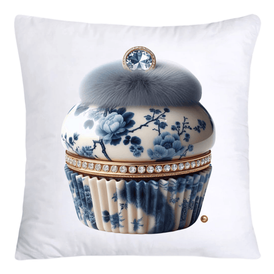 Blue Willow Chinoiserie Cupcake Throw Pillow Covers 18X18-4673