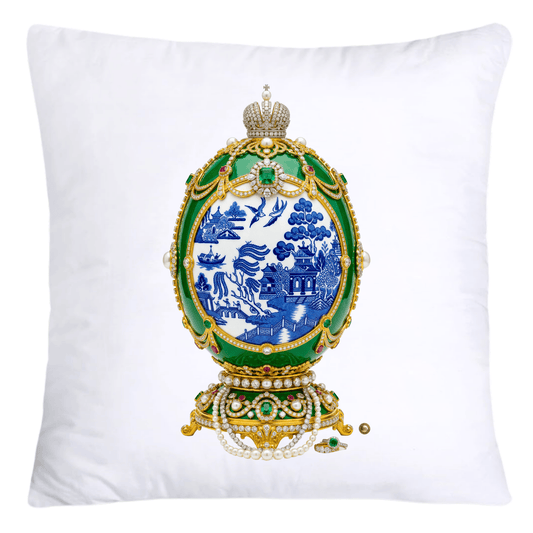 Blue and Green Willow Egg Pillow Covers 18x18-4481