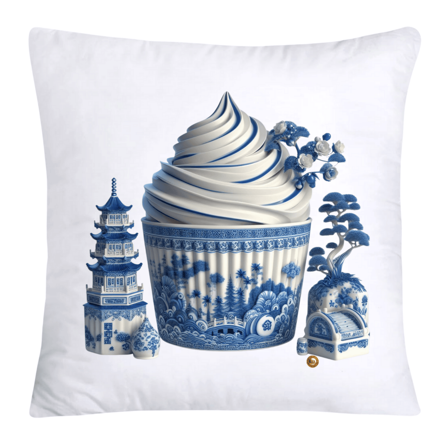Blue Willow 18x18 Chinoiserie Cupcake Throw Pillow Covers-4973