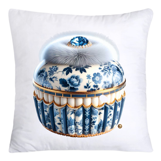 Blue Willow Chinoiserie Cupcake Throw Pillow Covers 18X18-4694