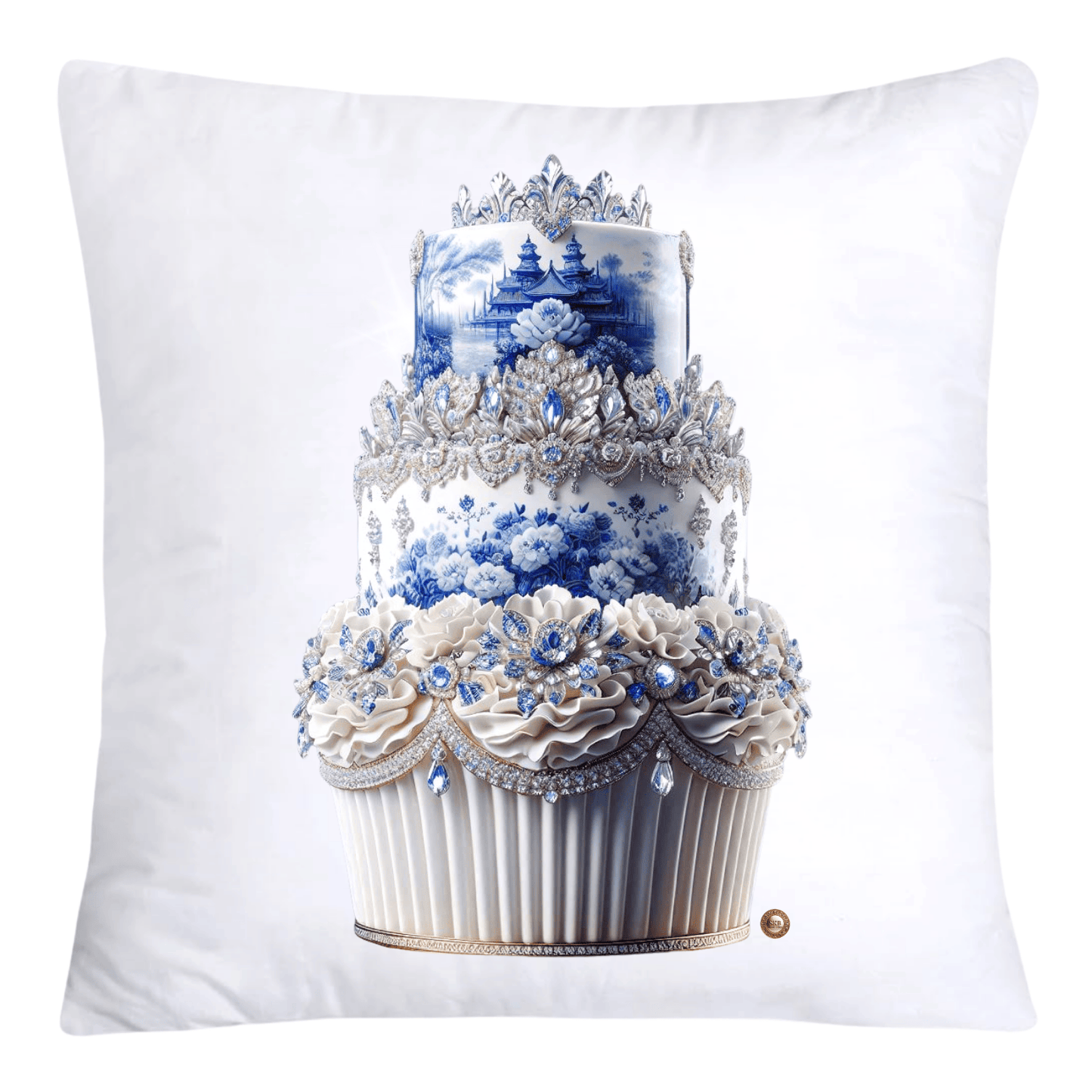 Blue Willow Chinoiserie 18x18 Cupcake Throw Pillow Covers-4121