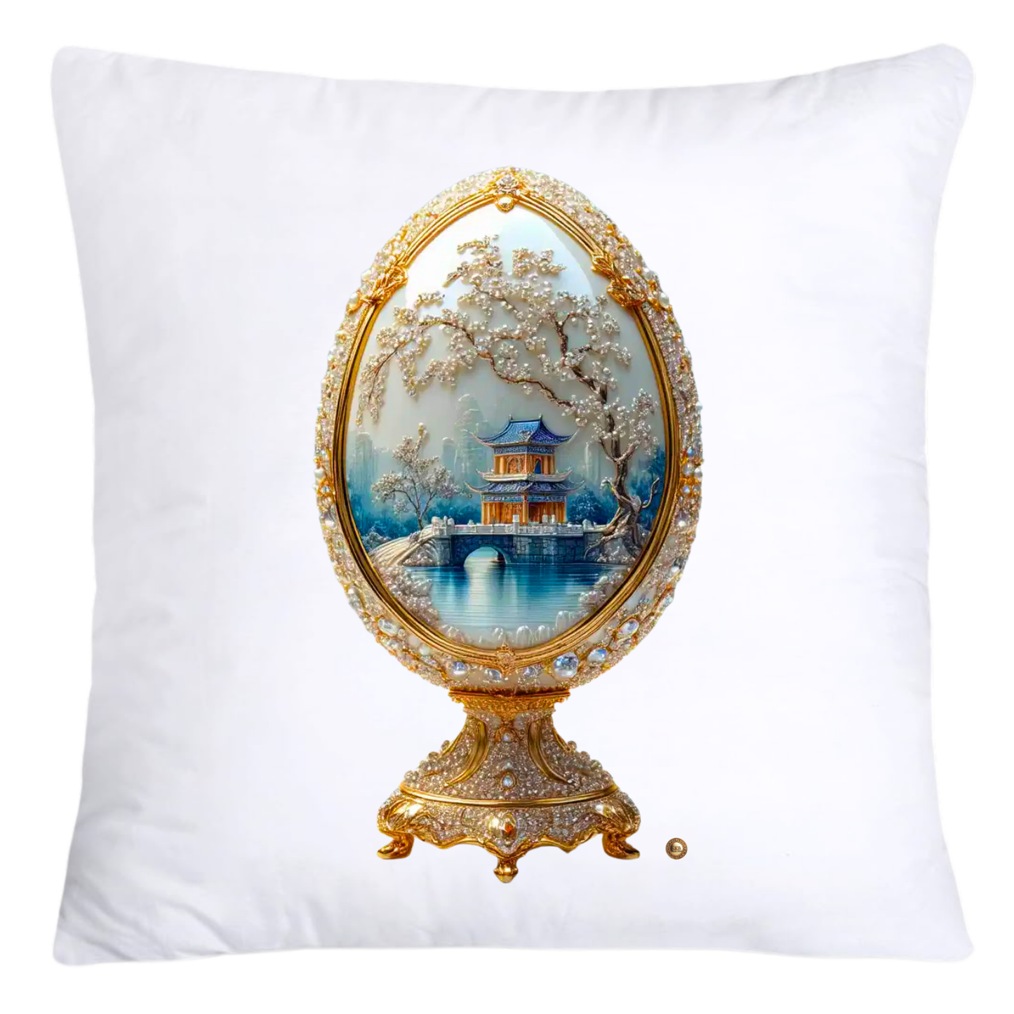 18x18 Blue Willow Chinoiserie Egg Pillow Covers-4464 SKB CREATIVE AI DESIGNS
